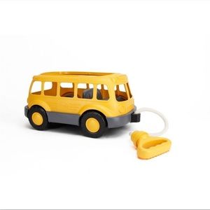 Green toys pull school bus wagon